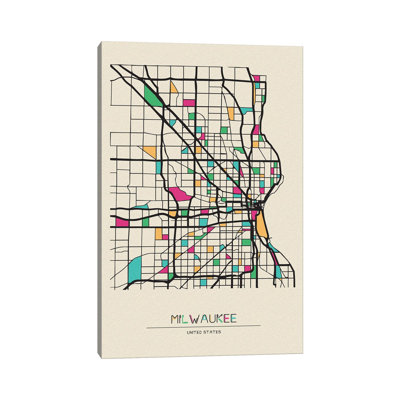 Carte de Milwaukee, Wisconsin par Ayse Deniz Akerman - Estampe numérique sur toile tendue avec châssis