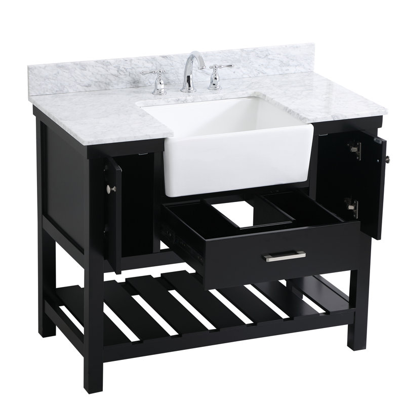 Ensemble de meuble-lavabo simple 42 po Pelaghia, Noir, noir, noir, noir