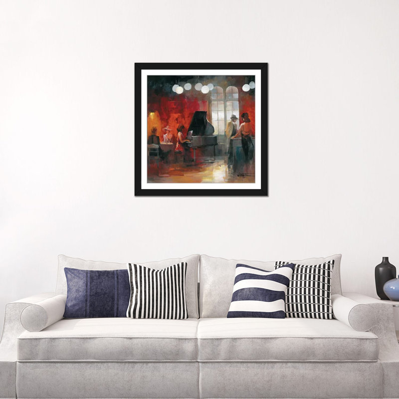 «Rendez-Vous II», reproduction sur toile, Papier beaux-arts encadré noir, Blanc, H 16 po x l 16 po x P 1 po