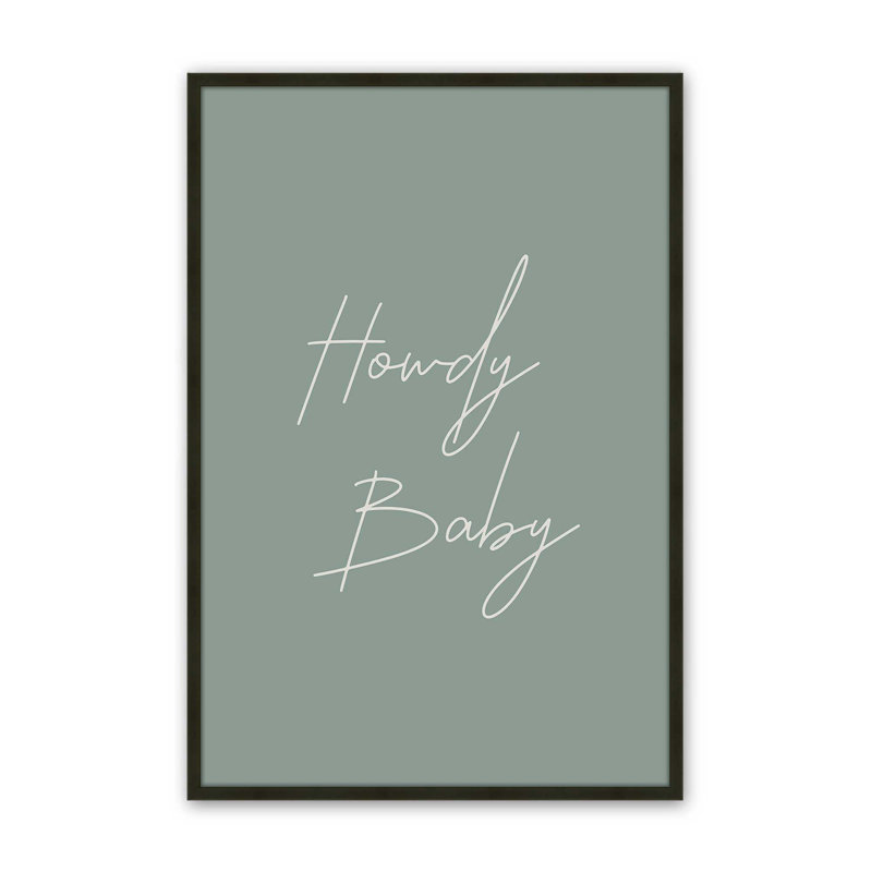 Imprimé «Sage Howdy Baby», H 15 po x l 12 po, Noir satiné