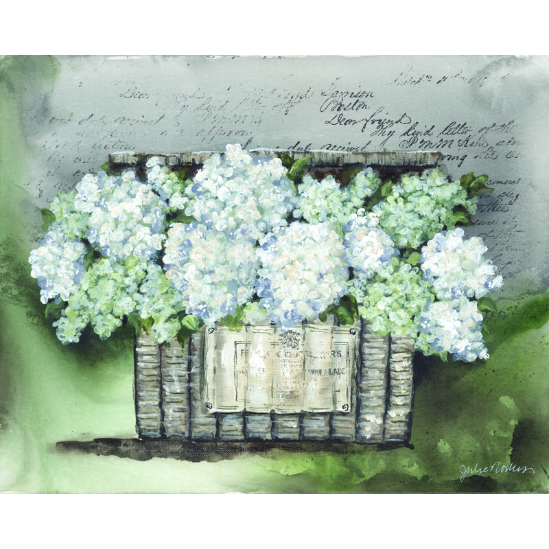Panier floral rétro - peinture sur toile tendue, H 30 po x l 40 po