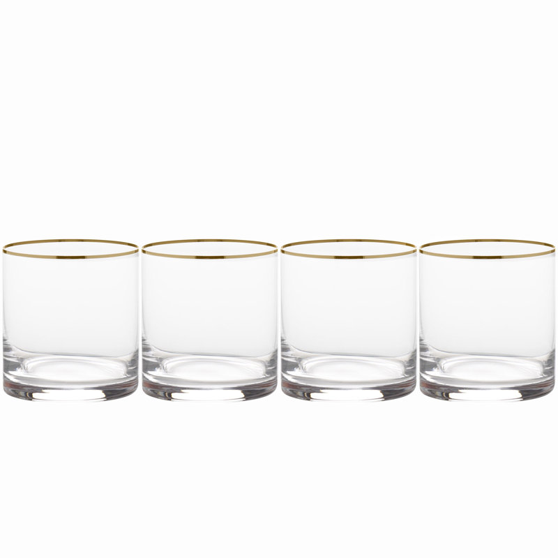 Julie Gold Rimmed Lead-Free Crystal Double Old Fashioned Glasses Set