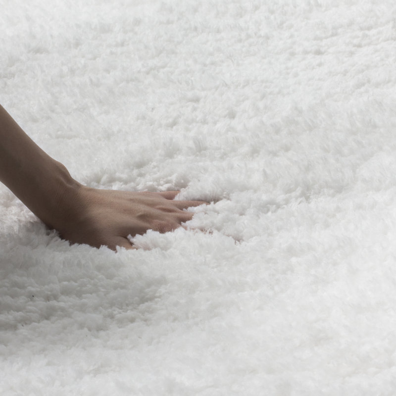 Tapis ivoire en polyester à poils longs Godigle, Rectangle 2 pi 6 po x 4 pi