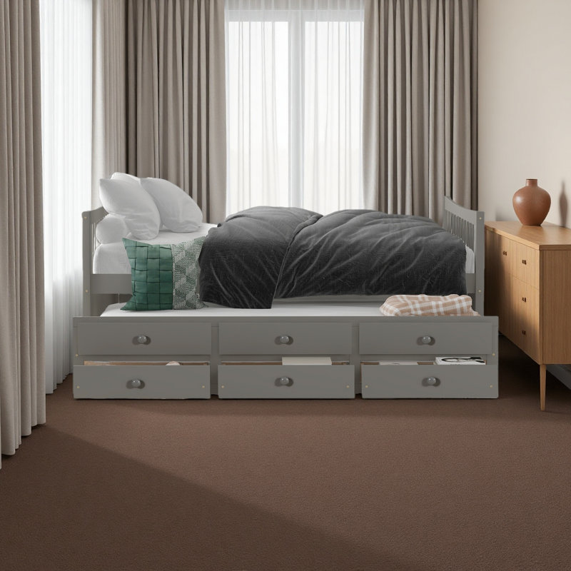 Lit de jour double avec tiroirs, Gris