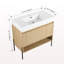 Ensemble de meuble-lavabo 36 po avec lavabo simple en résine, ensemble d'armoires de rangement modernes 2 portes, bois massif multicouche, chêne