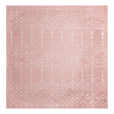 Zoey Geometric Rose Pink Area Rug