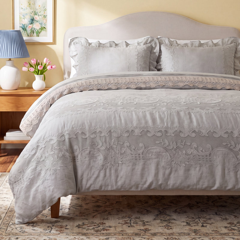 Maize Tabitha Duvet Cover Set, Gray Storm, Queen Duvet Cover + 2 Standard Shams