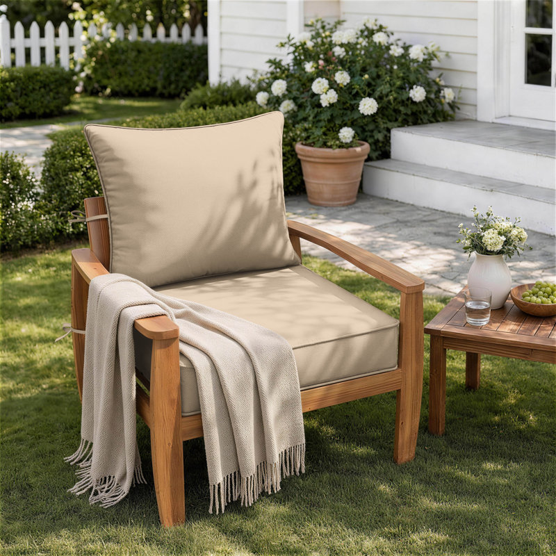Braun Outdoor Cushions 24X24X5 Patio Chair Cushions Indoor/Outdoor Seat And Back Cushion, Cushions Only, 1, Sand Beige
