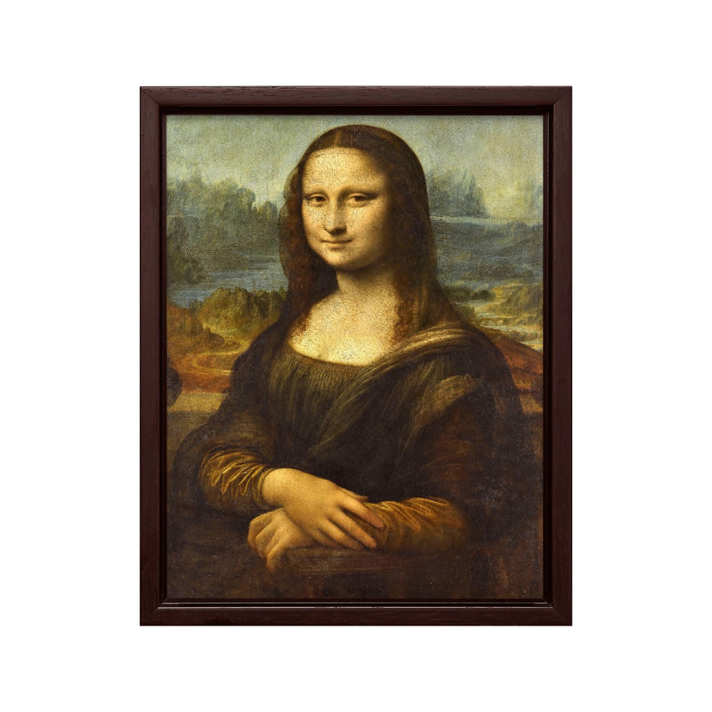 Leonardo Da Vinci - Mona Lisa No1, Canvas, 16"H x 20"W, Brown Framed