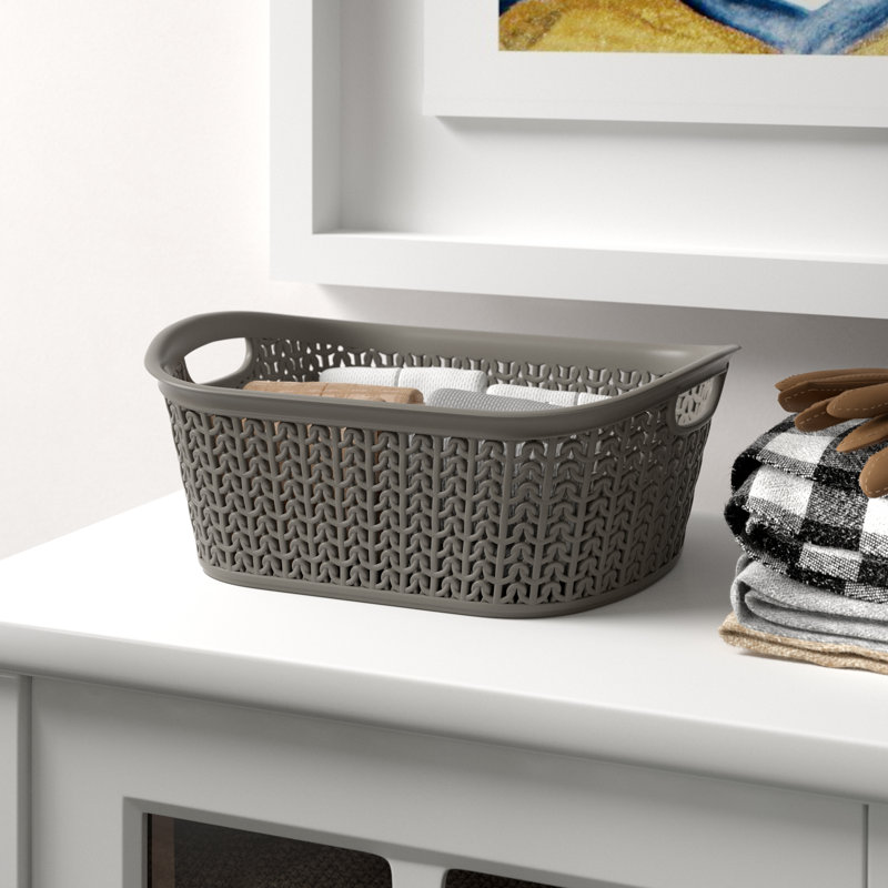 JVL Plastic Decorative Basket, Grey