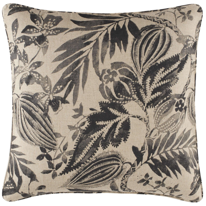 Antigua Linen Sham, Euro, Black/Ivory