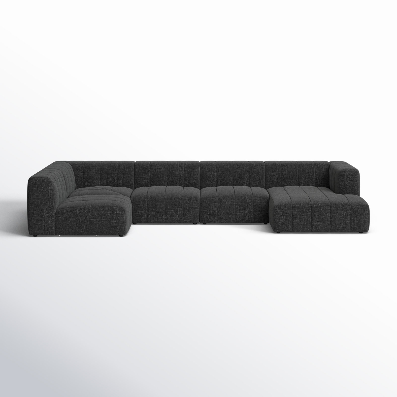 Bowry Modular Sectional, Right Hand Facing, Saxon Charcoal Polyester Blend