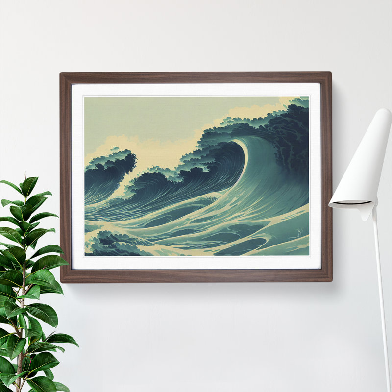 Glowing Japanese Wave - Framed Print