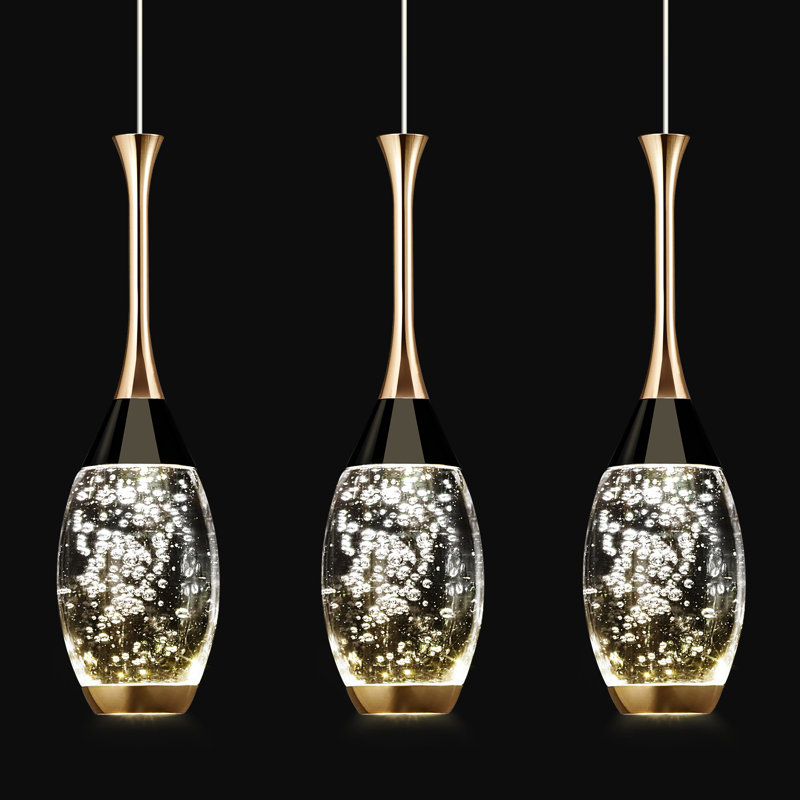 Luminaire suspendu moderne en cristal Illona, Trois lumières