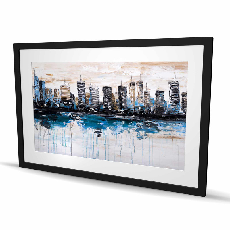 Ville abstraite avec reflet sur l'eau - impression de cités brunes