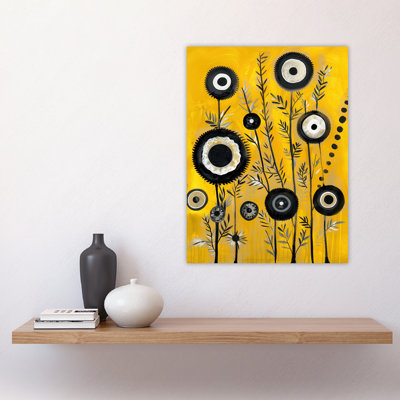 Yellow Abstract Geometric Wildflowers Wall Art Print