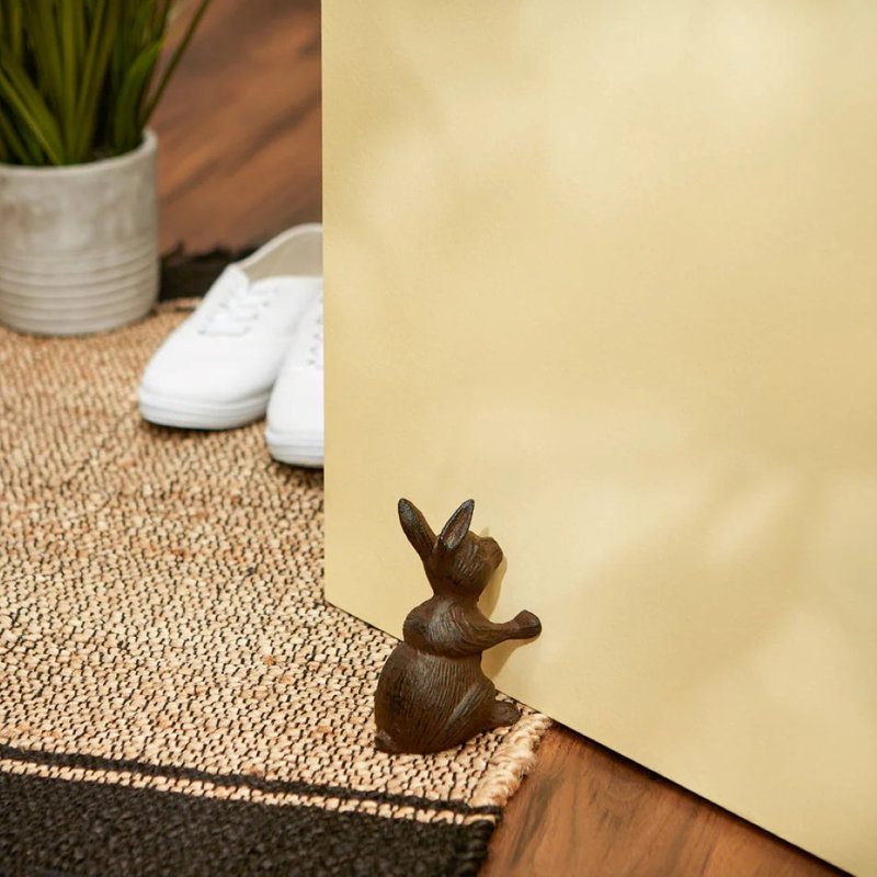 Cast Iron Rabbit Doorstop | Vintage Bunny Floor Wedge