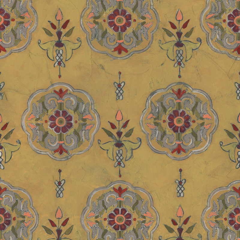 Tapisserie ocre VI, H 12 po x l 12 po