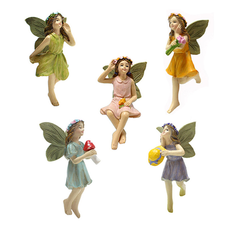Ensemble de 5 mini figurines de jardin fées