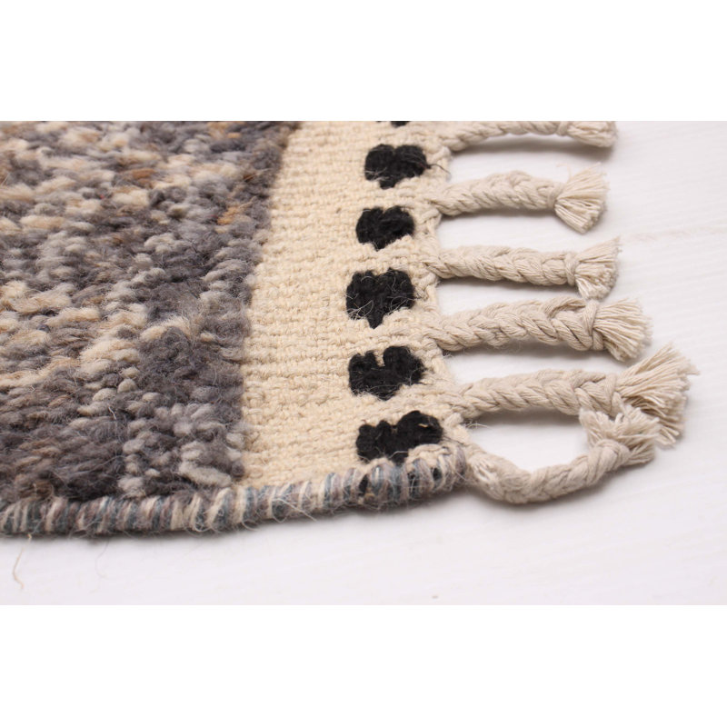 Tapis unique en laine noué à la main gris foncé nouvel âge 10 pi 1 po x 14 pi 9 po Ashwani