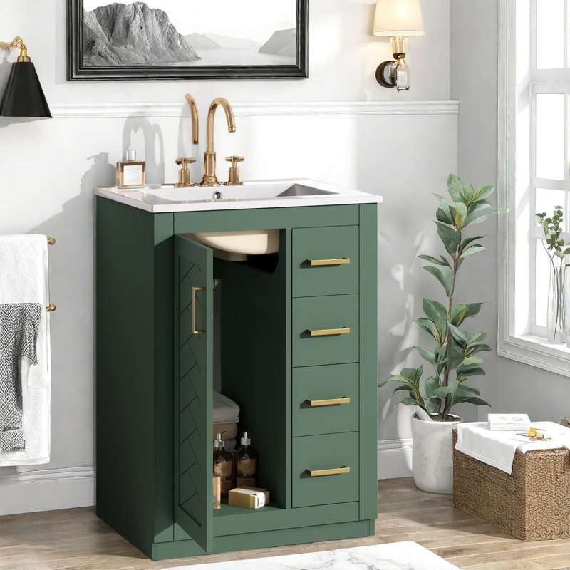 Meuble-lavabo moderne (doit inclure le meuble-lavabo et le lavabo), rangement en MDF de 24 po