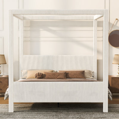 Wood Canopy Bed with Headboard