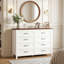 Commode 8 tiroirs à grain de bois avec dessus imperméable - Commode robuste pour chambre à coucher / salon