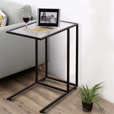 Glass Top Floor Shelf End Table