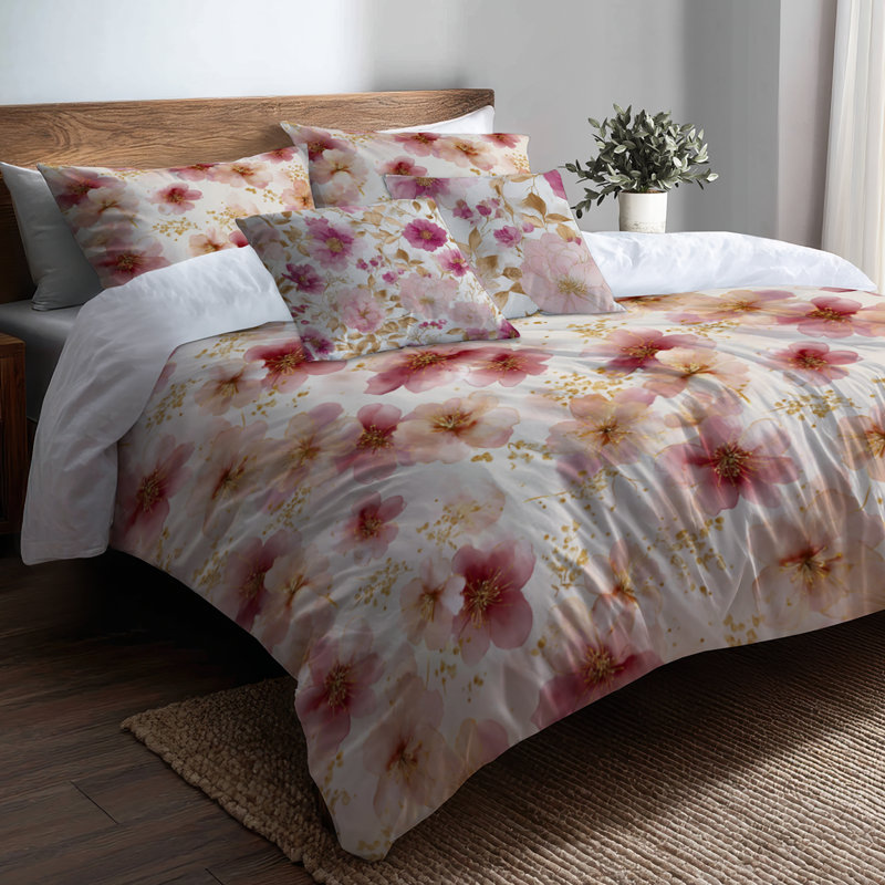 Ensemble de literie 5 pièces Country Farmhouse - Housse de couette et coussin décoratif Floral