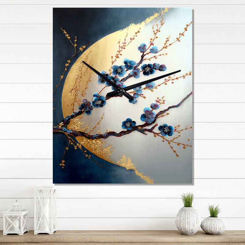Horloge murale Cherry Blossom Branch IV, H 32 po x l 16 po x P 1 po