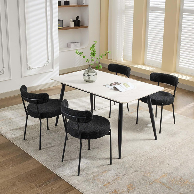 Crystianna 11'' H Upholstered Side Chair, Black, Black
