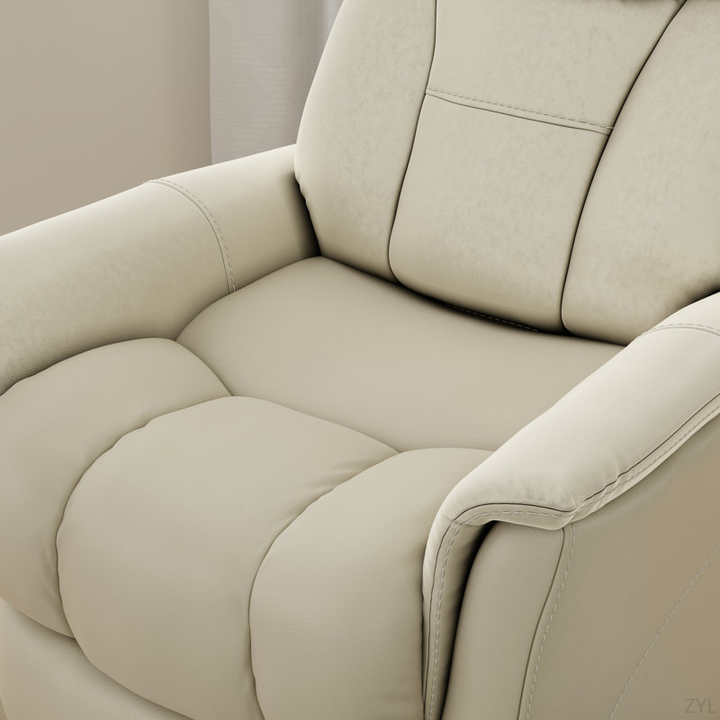 Fauteuil inclinable et oscillant Global Home avec appui-tête et repose-pieds réglables manuellement, Crème, crème