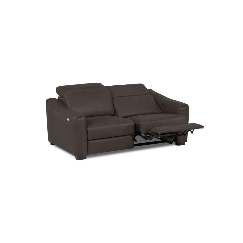 Texas 2 Seater Electric Reclining Sofa in Full Grain Leather, Black Chocolate