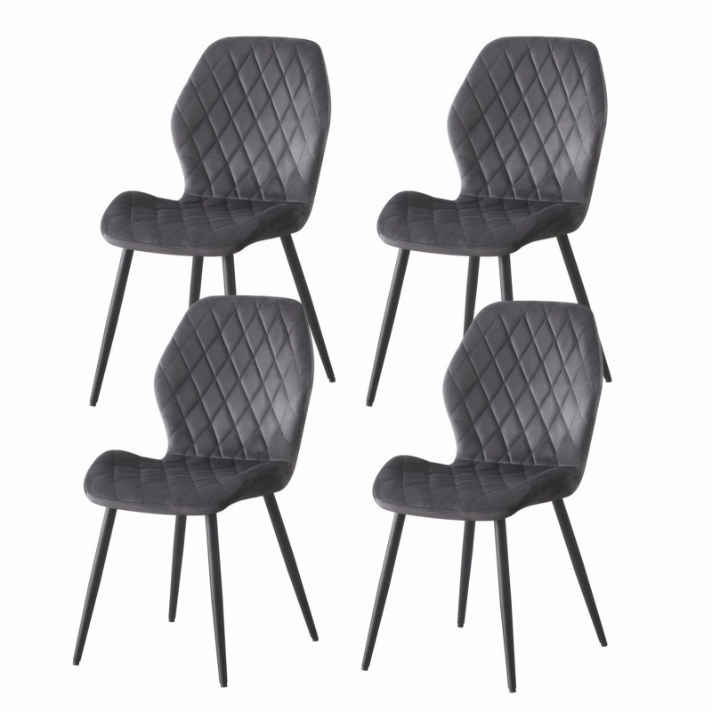 Norred Velvet Dining Chairs Upholstered seat, Grey