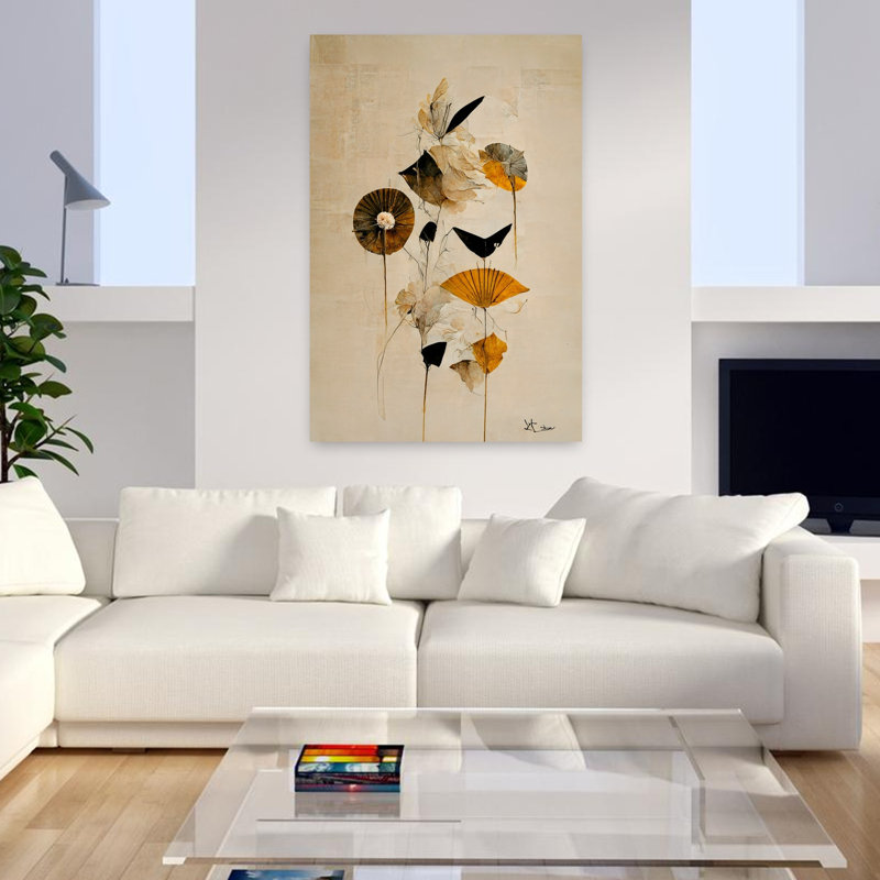 Art contemporain contemporain abstrait délicat fleur nature, H 48 po x l 32 po