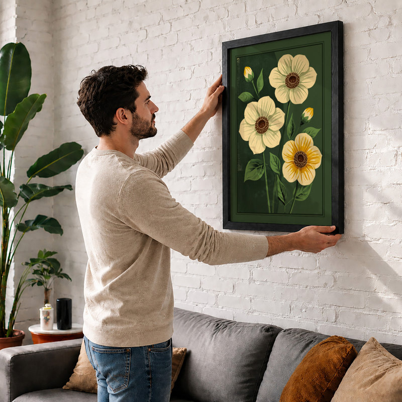 Study Botanical - Framed Print, Black, A3 - 42.0 x 29.7 cm