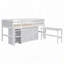 Lit avec bureau coulissant, tiroirs, armoire et tablettes