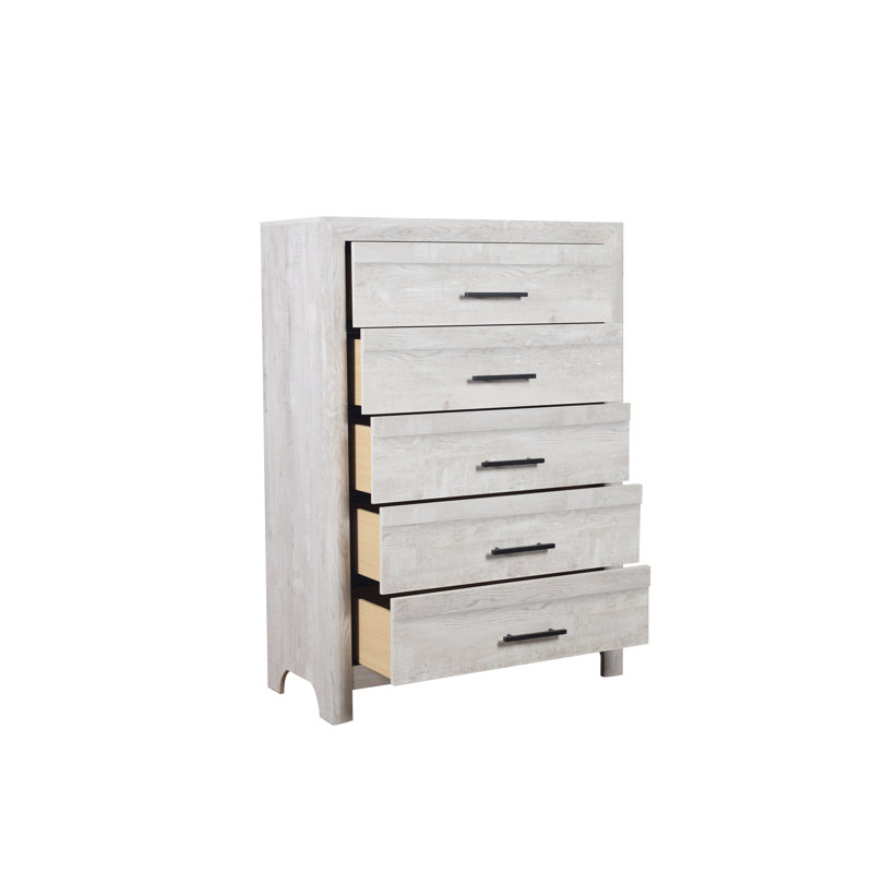 Zarrah 5 Piece Bedroom Set, Full/Double, Rustic Oak, 5 Pcs: Bed, Nightstand, 2 Dressers, Mirror