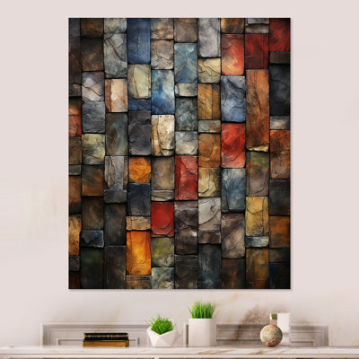 Colorful Earth Colors Tiles I - Abstract Tile Metal Wall Art