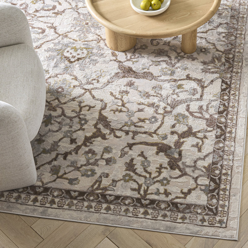 Tapis beige / brun Palma 336, Carré 8 pi