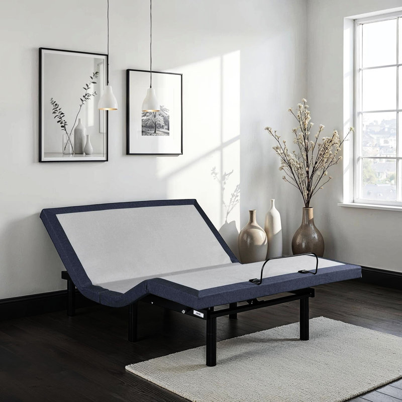 Adjustable Twin Xl Bed Base, One Touch Return, Head & Foot Position Changes, Three Vibration Modes, Tv/Zero Gravity/Lounge Preset Positions, 2 Charging Ports, Under Led Lighting, Center Folding, 850