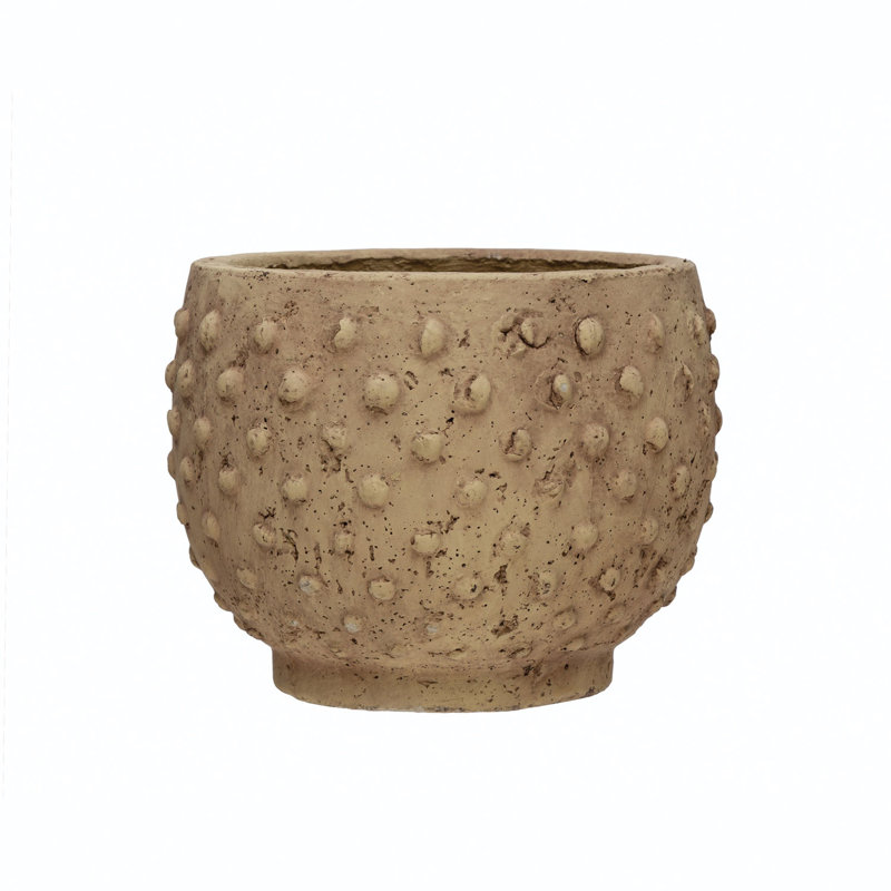 Pot de fleurs rond en grès avec finition patinée Jocquis, Beige