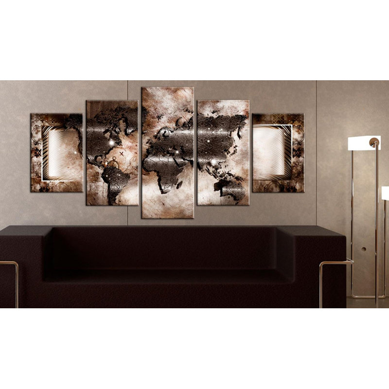 Carte de platine sur toile, 5 pièces, H 40 po x l 80 po x P 0,7 po