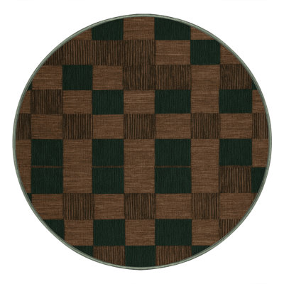 Machine Washable Botanical Brown Area Rug