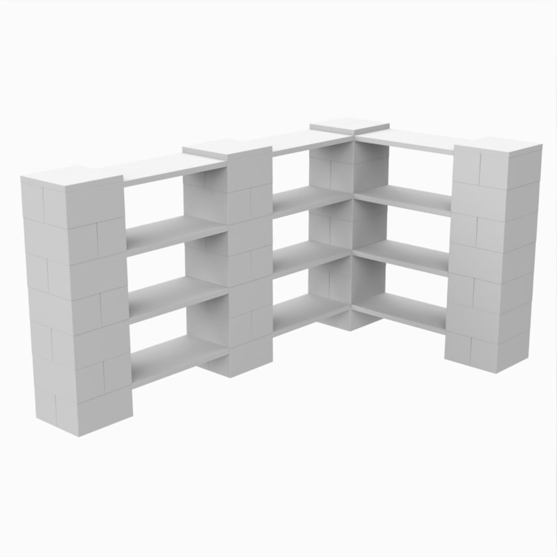 4 Level Double Corner Shelving, White