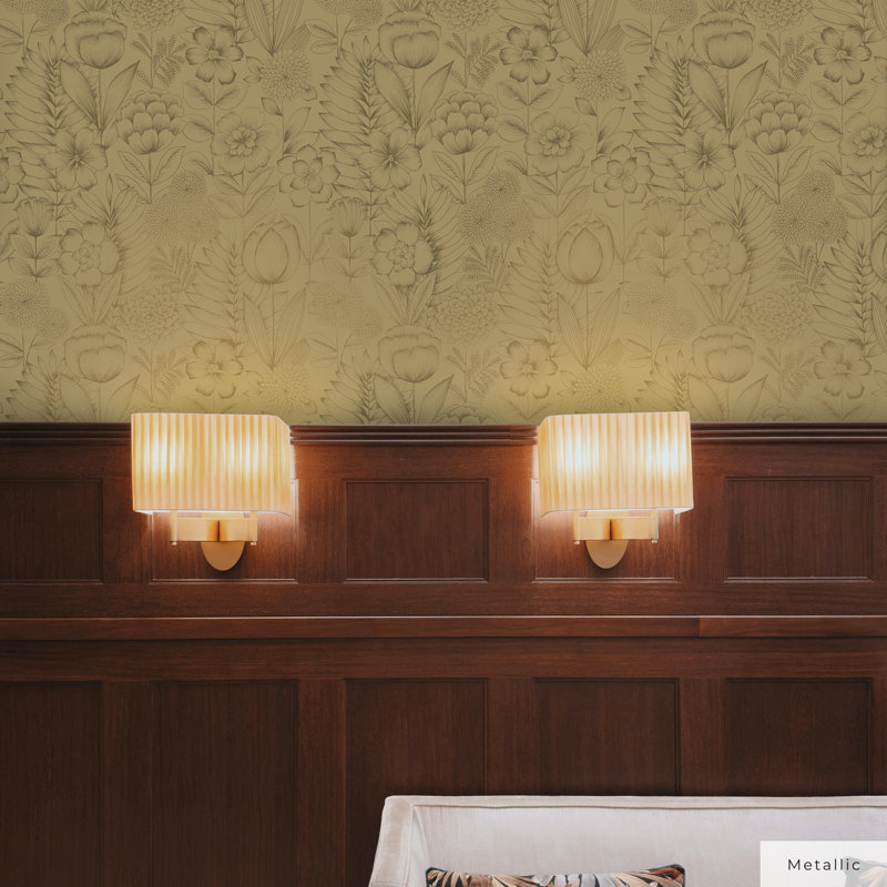 16.5' L x 20.5" W Peel and Stick Wallpaper Roll, Gold