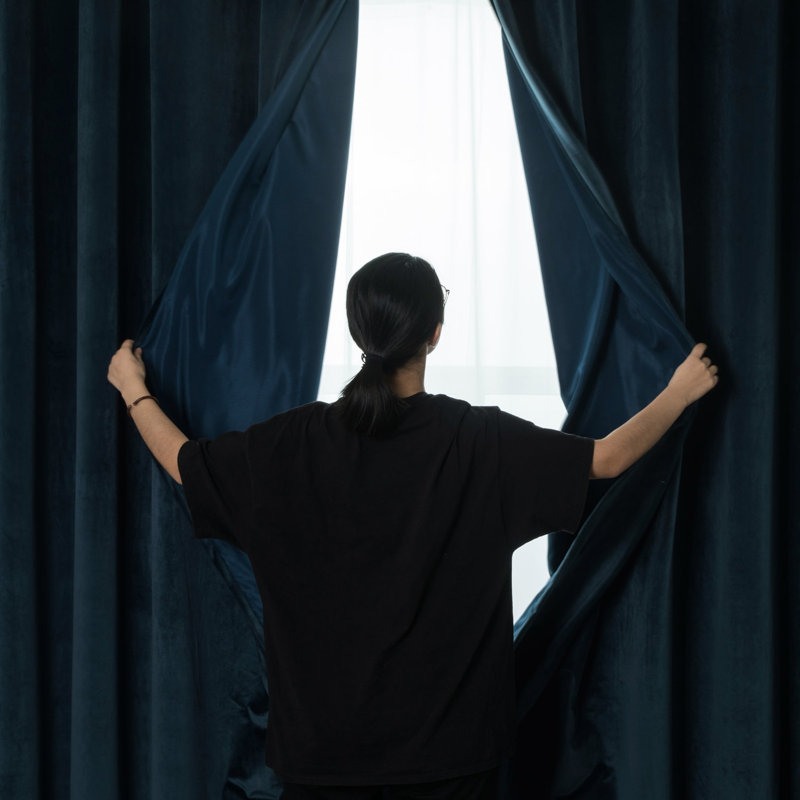 Imperial Rooms Crushed Velvet Eyelet Sheer Curtains, 228cm Width x 228cm Drop, Blue