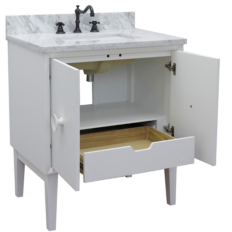 Ensemble de meuble-lavabo simple 31 po Crumley, Blanc / blanc Carrare