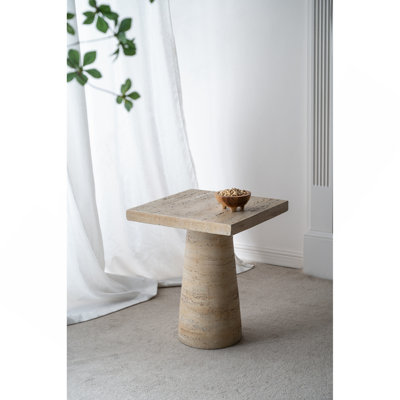 Table d'appoint carrée crème avec base piédestal