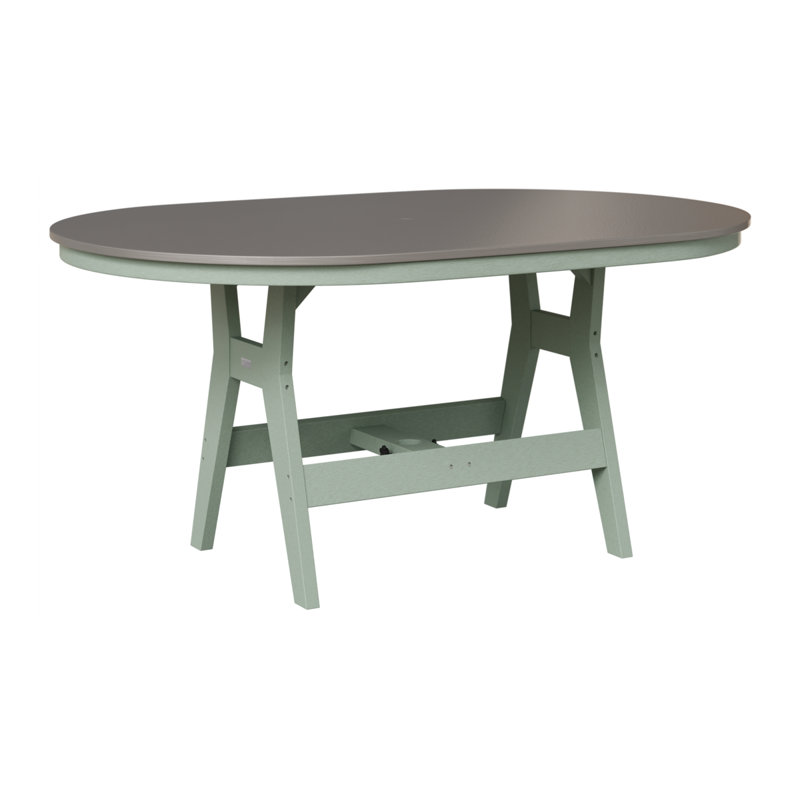Table de bar berlinoise Berlin, Acier inoxydable martelé, H 38,87 po x l 64 po x P 44 po, Écume de mer, écume de mer